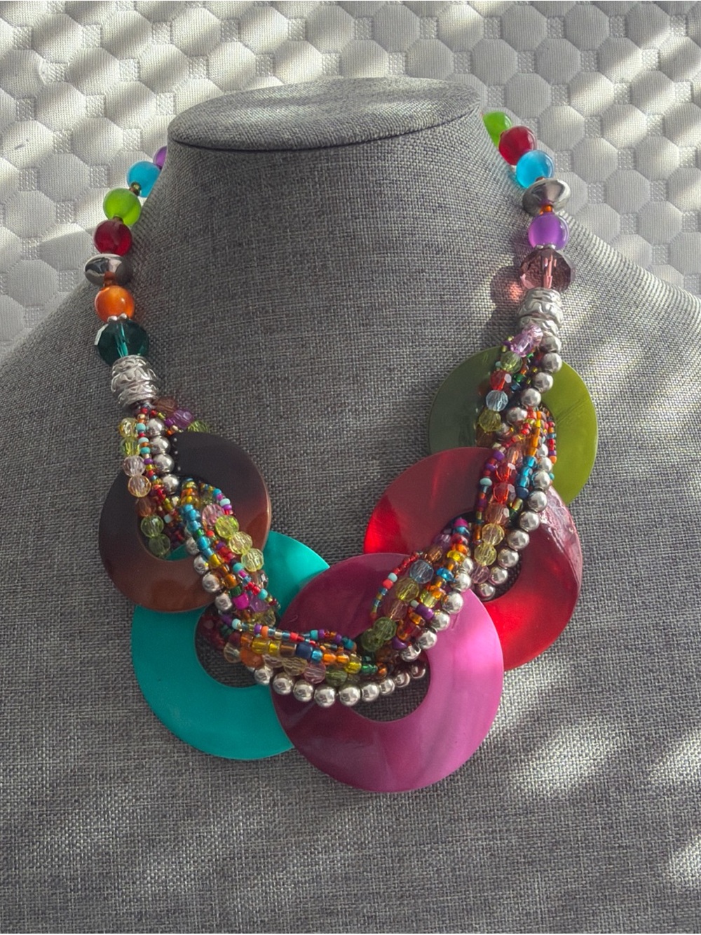 Bella Del Mar Jewelry Brightly Colored Disks Beads Necklace, Bracelet, Earrings